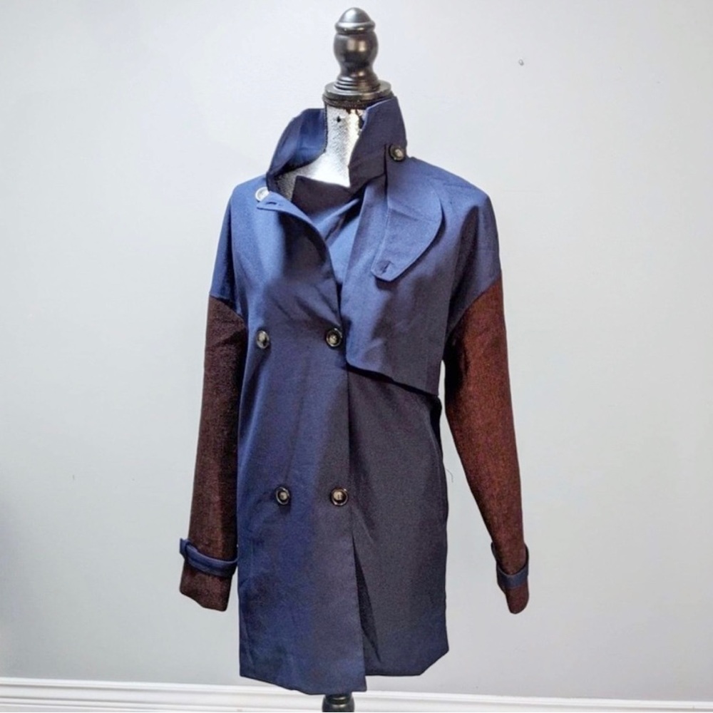 NWT Dance & Marvel Womens Wool Blend Lightweight Trench Coat Medium